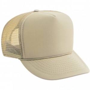 Baseball Caps Polyester Foam Front Solid Color Five Panel High Crown Golf Style Mesh Back Cap - Khaki - CA11TOP0F8B $8.27