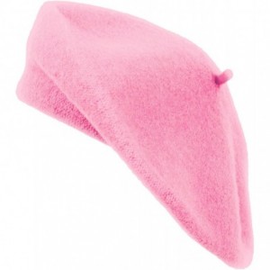 Berets Solid Color French Wool Beret - Pink - CB12J4T2DOP $10.63