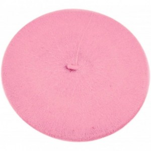 Berets Solid Color French Wool Beret - Pink - CB12J4T2DOP $10.63