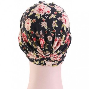 Skullies & Beanies Cotton Turbans Satin Liner Double-Layered Beanie Chemo Cap Sleep Bonnet - Black - CE18R75RIA7 $12.49