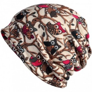 Skullies & Beanies Women's Multifunction Hat owl Skull Cap Scarf - Beige Plus Cashmere - C51889EWRXX $24.46