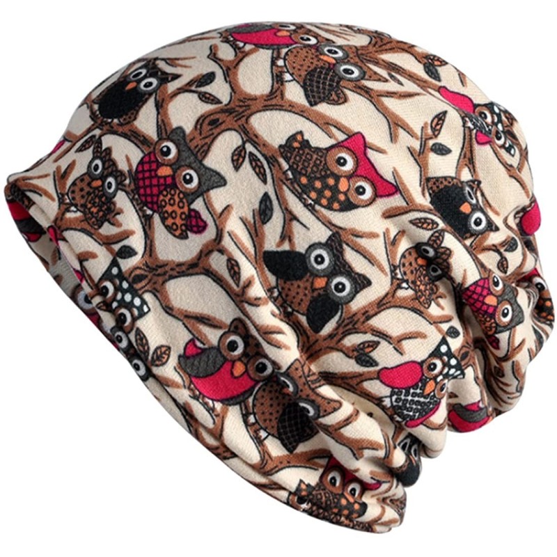Skullies & Beanies Women's Multifunction Hat owl Skull Cap Scarf - Beige Plus Cashmere - C51889EWRXX $14.21