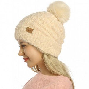 Skullies & Beanies Womens Slouchy Chenille Detachable - Beige-b - CF18WXGTRC2 $8.92