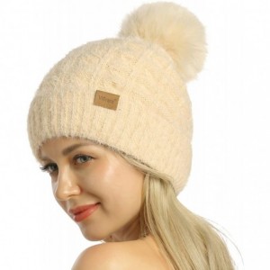 Skullies & Beanies Womens Slouchy Chenille Detachable - Beige-b - CF18WXGTRC2 $8.92