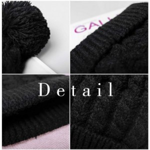 Skullies & Beanies Women's Winter Beanie Warm Fleece Lining - Thick Slouchy Cable Knit Skull Hat Ski Cap - Black - C512MYMWTX...