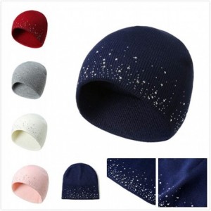 Skullies & Beanies Knitted Beanie Hat Women Rhinestones Warm Winter Wool Knit Ski Slouchy Caps (F) - C818HXMIDZR $10.45