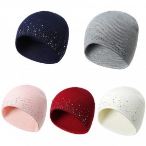 Skullies & Beanies Knitted Beanie Hat Women Rhinestones Warm Winter Wool Knit Ski Slouchy Caps (F) - C818HXMIDZR $10.45