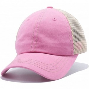 Baseball Caps Plain Dyed Trucker Dad Hat Unstructured Buckle Strap Baseball Cap - Pink - CX18CMM8K5H $10.73