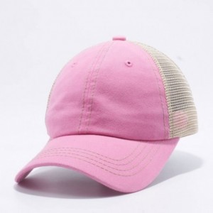 Baseball Caps Plain Dyed Trucker Dad Hat Unstructured Buckle Strap Baseball Cap - Pink - CX18CMM8K5H $10.73