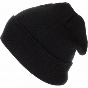 Skullies & Beanies Thick Plain Knit Beanie Slouchy Cuff Toboggan Daily Hat Soft Unisex Solid Skull Cap - Black - CR188DCW0RS ...