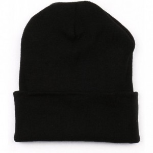 Skullies & Beanies Thick Plain Knit Beanie Slouchy Cuff Toboggan Daily Hat Soft Unisex Solid Skull Cap - Black - CR188DCW0RS ...