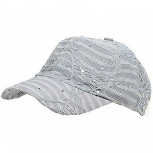 Baseball Caps Glitzy Game Crystal Sequin Trim Women's Adjustable Glitter Baseball Cap Hat SILVER - CJ111XOWB3N $8.83