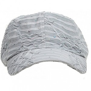 Baseball Caps Glitzy Game Crystal Sequin Trim Women's Adjustable Glitter Baseball Cap Hat SILVER - CJ111XOWB3N $8.83