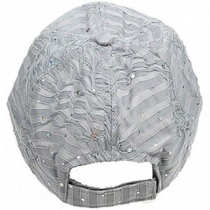 Baseball Caps Glitzy Game Crystal Sequin Trim Women's Adjustable Glitter Baseball Cap Hat SILVER - CJ111XOWB3N $8.83