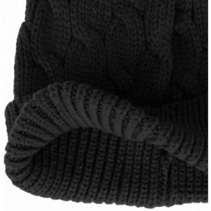 Skullies & Beanies Knitted Twisted Cable Bobble Pom Beanie Hat Slouchy AC5474 - Black - CV12N74WVLI $14.37