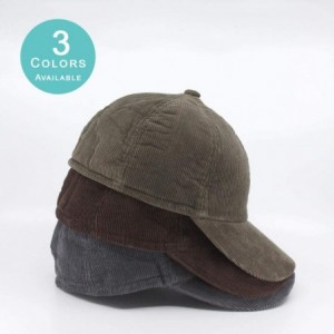 Baseball Caps Solid Corduroy Low Profile Adjustalble Baseball Cap - Brown W/Warmer Flap - CI188ARQG9G $16.54