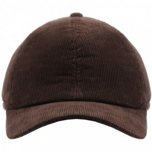 Baseball Caps Solid Corduroy Low Profile Adjustalble Baseball Cap - Brown W/Warmer Flap - CI188ARQG9G $16.54