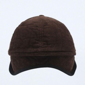 Baseball Caps Solid Corduroy Low Profile Adjustalble Baseball Cap - Brown W/Warmer Flap - CI188ARQG9G $16.54