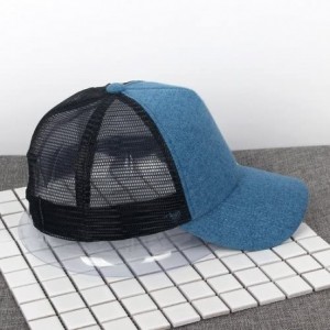 Baseball Caps Mesh Snapback Trucker Baseball Cap Hat with Adjustable Snapback Strap - Black/Blue - C317YY0DQUT $10.07
