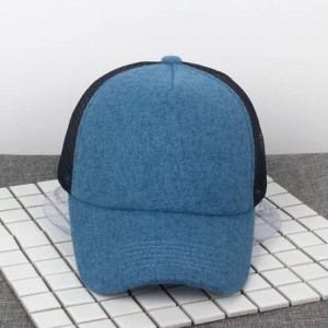 Baseball Caps Mesh Snapback Trucker Baseball Cap Hat with Adjustable Snapback Strap - Black/Blue - C317YY0DQUT $10.07