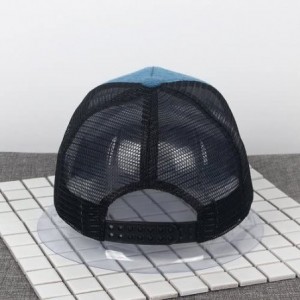 Baseball Caps Mesh Snapback Trucker Baseball Cap Hat with Adjustable Snapback Strap - Black/Blue - C317YY0DQUT $10.07