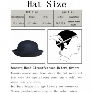 Fedoras Classic Wool Round Bowler Hats - Trendy Derby Fedora Bucket Caps with Roll-up Brim for Youth Petite - Rose Red - CL12...