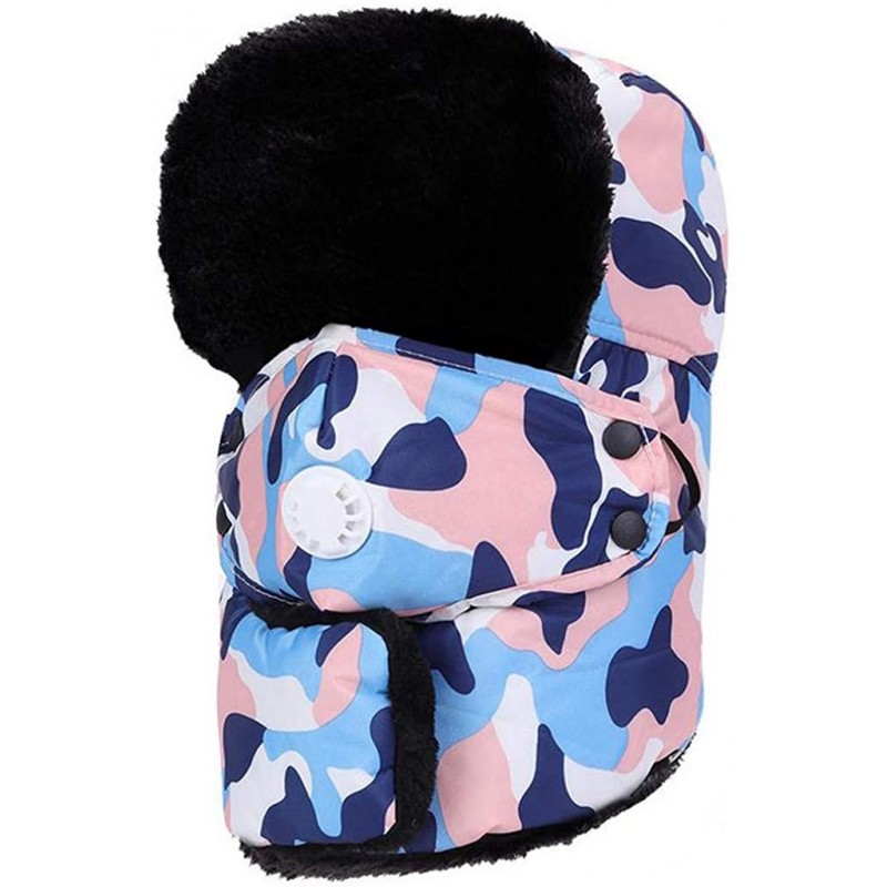 Skullies & Beanies Unisex Winter Trooper Hat Hunting Hat for Men and Women Ushanka Ear Flap Chin Strap and Windproof Mask - C...