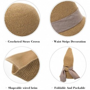 Sun Hats Womens Floppy Summer Sun Beach Straw Hat UPF50 Foldable Wide Brim 55-60cm - 00751_beige(with Face Shield) - CD199DAO...
