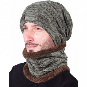 Skullies & Beanies Winter Beanie Hat Scarf Set Warm Thick Knit Hat Skull Cap for Men Women - Beige - CU18M7DI7KR $18.26