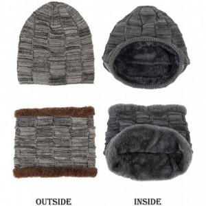 Skullies & Beanies Winter Beanie Hat Scarf Set Warm Thick Knit Hat Skull Cap for Men Women - Beige - CU18M7DI7KR $9.13