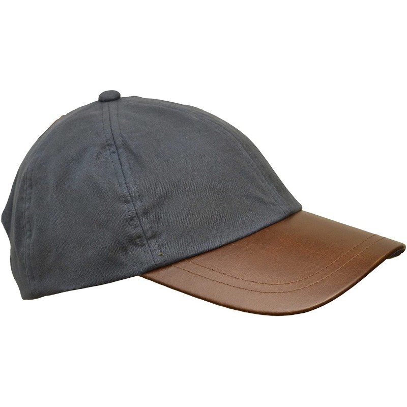 Baseball Caps Mens Ladies Wax Baseball Cap Waxed 100% Cotton Leather Peak One-Size - Navy - CS11RBZOPY1 $26.64