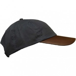 Baseball Caps Mens Ladies Wax Baseball Cap Waxed 100% Cotton Leather Peak One-Size - Navy - CS11RBZOPY1 $26.64