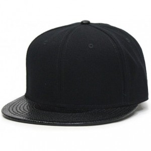 Baseball Caps Premium Plain Wool Blend Adjustable Square Flat Bill Snapback Hats Baseball Caps - Snake Black - CS1258ZB6FL $2...