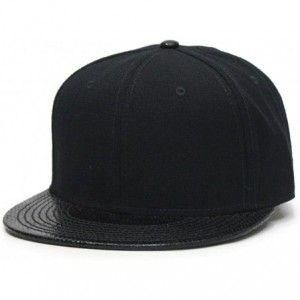 Baseball Caps Premium Plain Wool Blend Adjustable Square Flat Bill Snapback Hats Baseball Caps - Snake Black - CS1258ZB6FL $1...