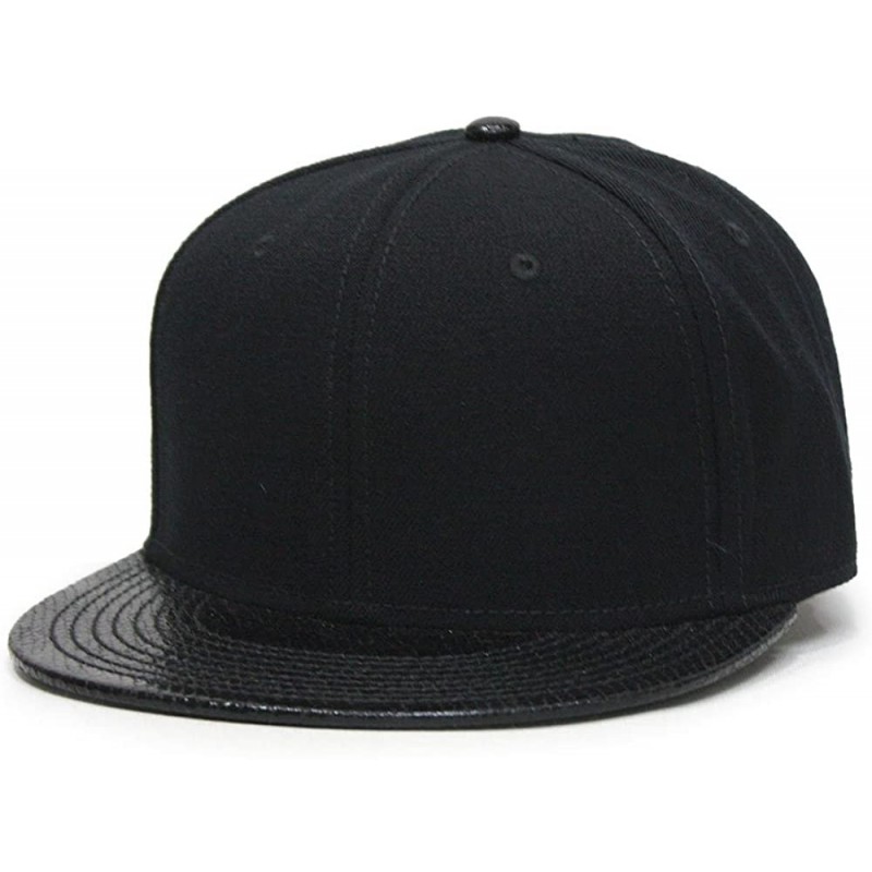 Baseball Caps Premium Plain Wool Blend Adjustable Square Flat Bill Snapback Hats Baseball Caps - Snake Black - CS1258ZB6FL $1...