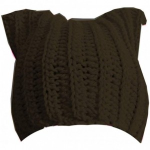 Skullies & Beanies Handmade Knitted Pussy Cat Ear Beanie Hat for Women's March Winter Gifts - Dark Grey - C618L638ACA $13.21