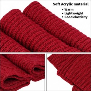 Skullies & Beanies Cold Winter Women Warm Scarf Beanie Hat Set Knitted Fleece Girls Pompom - Wine Red - CK18KNWUG2Z $11.65