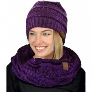 Skullies & Beanies Soft Stretch Colorful Confetti Cable Knit Beanie and Infinity Loop Scarf Set - Purple - C51939CCMUN $27.23