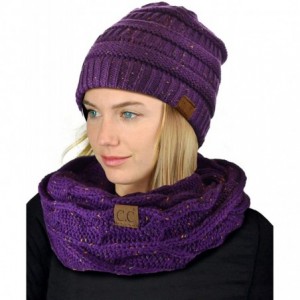 Skullies & Beanies Soft Stretch Colorful Confetti Cable Knit Beanie and Infinity Loop Scarf Set - Purple - C51939CCMUN $27.23