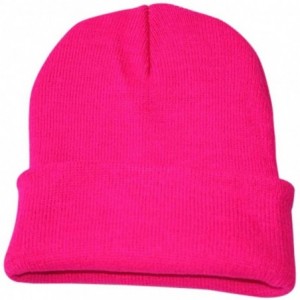 Newsboy Caps Unisex Solid Slouchy Knitting Beanie Warm Cap Ski Hat - Hot Pink - CM18EM62K5H $17.03