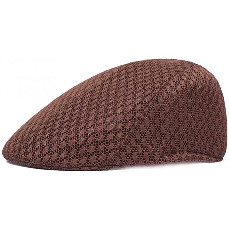 Newsboy Caps Men Women Duckbill Mesh Summer Hat Breathable Gatsby Ivy Driving Hat Sun Newsboy Cap - Brown - C718DIMQ8HM $15.77