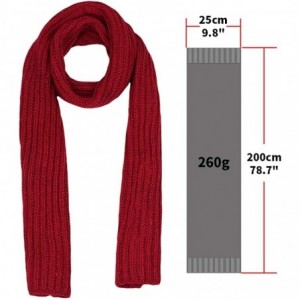 Skullies & Beanies Cold Winter Women Warm Scarf Beanie Hat Set Knitted Fleece Girls Pompom - Wine Red - CK18KNWUG2Z $11.65