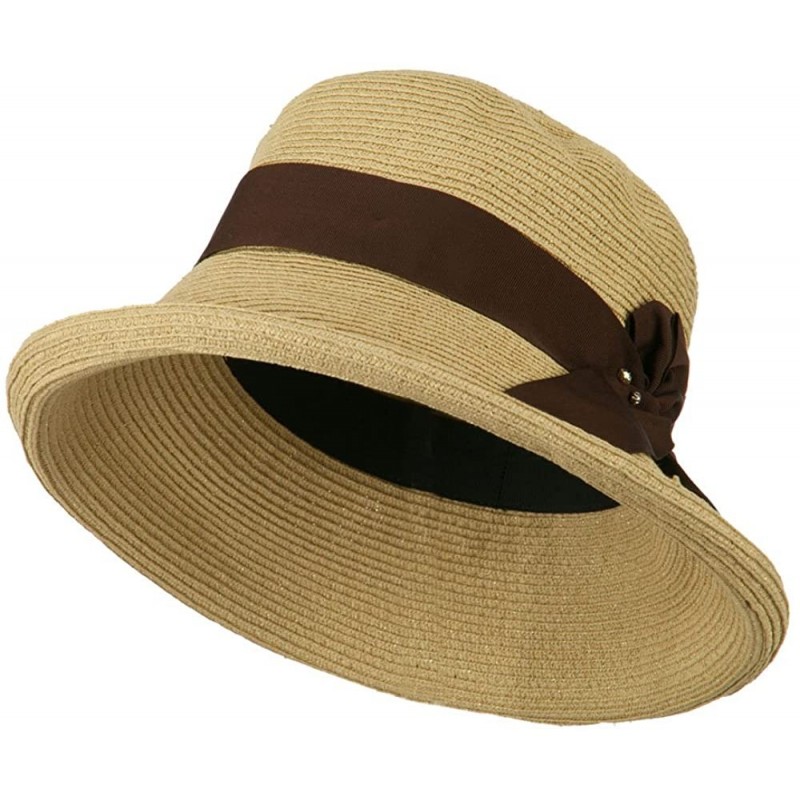Sun Hats Metallic Half Bow Roll Up Hat - Natural - CK11K1CP167 $37.19
