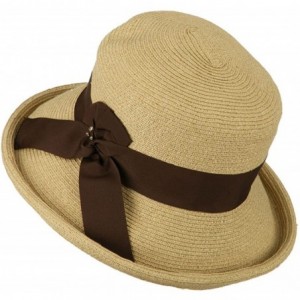 Sun Hats Metallic Half Bow Roll Up Hat - Natural - CK11K1CP167 $37.19