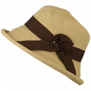 Sun Hats Metallic Half Bow Roll Up Hat - Natural - CK11K1CP167 $37.19