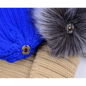 Skullies & Beanies Women Warm Faux Fur Pom Hat Soft Thick Cable Knit Winter Cap Cuff Beanie - Beige - CN188S3RIG4 $9.65