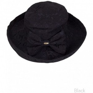 Sun Hats Women's Adjustable Floral Lace with Ribbon Accent Cotton Beach Summer Sun Hat - Black - CQ18QYQ2UK0 $17.57