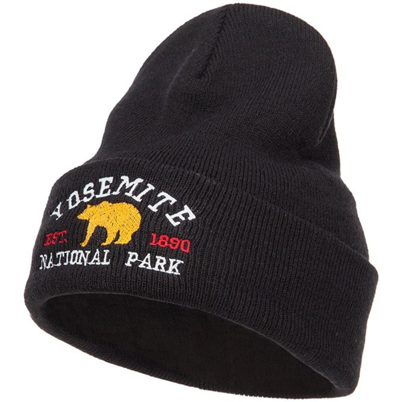 Skullies & Beanies Yosemite National Park Embroidered Long Beanie - Black - CC185OE4SHW $28.89