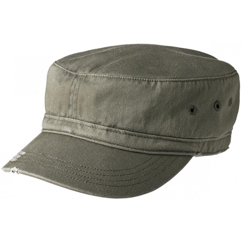 Baseball Caps Military Style Distressed Washed Cotton Cadet Army Caps - Olive - CA11Z33CJDH $12.71