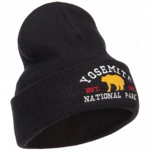 Skullies & Beanies Yosemite National Park Embroidered Long Beanie - Black - CC185OE4SHW $28.89